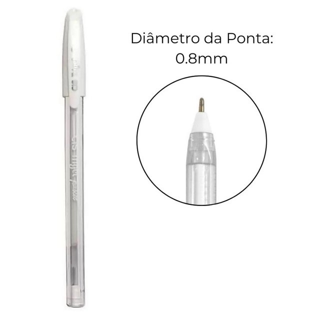 Caneta Gel Branca CIS Trigel 0.8mm - Imagem 3