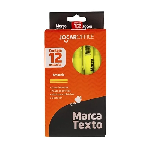 Caneta Marca Texto Amarelo Jocar Office Com 12 Unidades