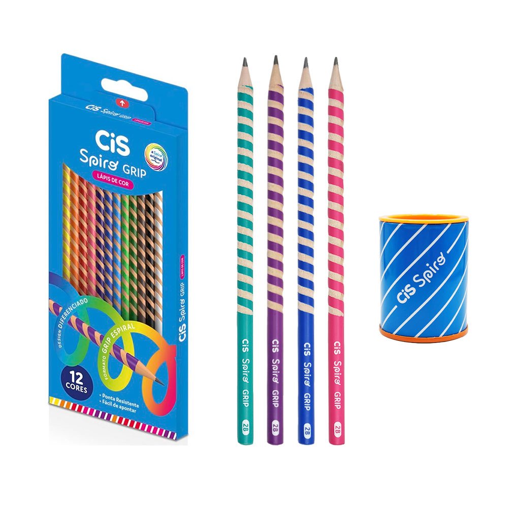 Kit Escolar Cis Lápis De Cor + 4 Lápis Preto 2b + Apontador