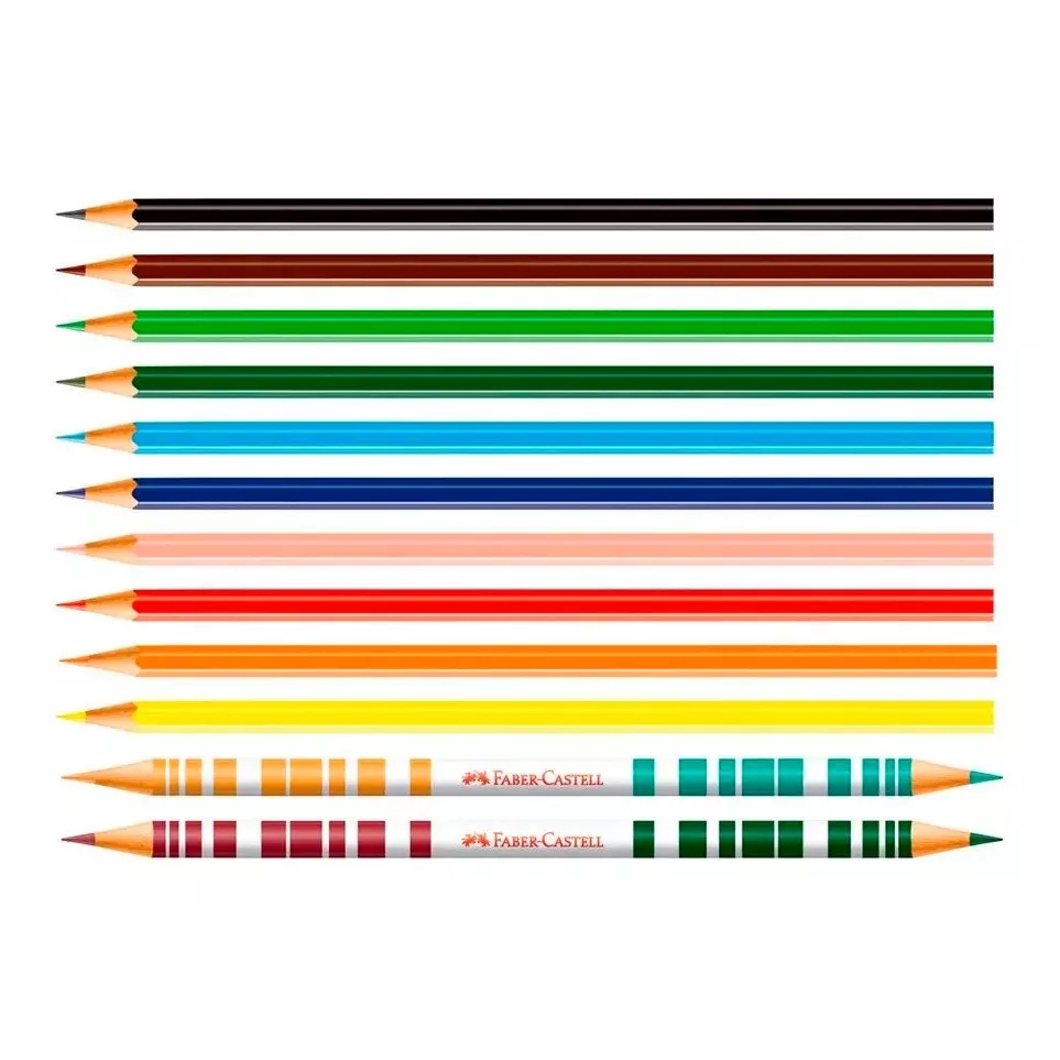 Lápis De Cor Faber Castell 10 Cores + 2 Bicolor Ecolápis - Imagem 3