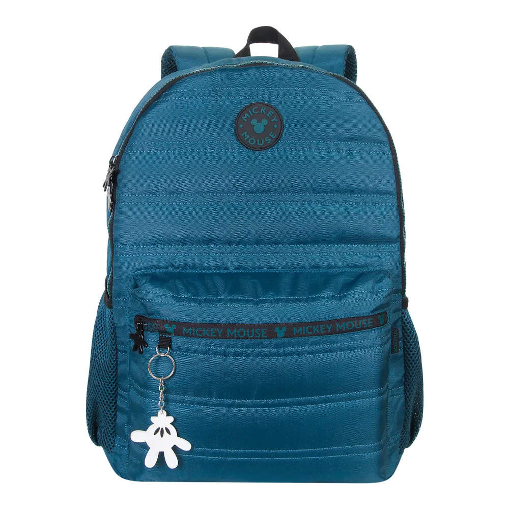 Mochila Juvenil Mickey Matelassê Azul