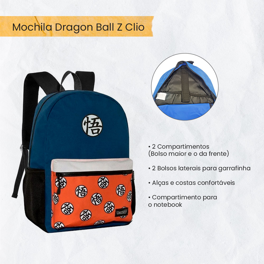 Mochila Dragon Ball Z Escolar Clio Azul - Imagem 4
