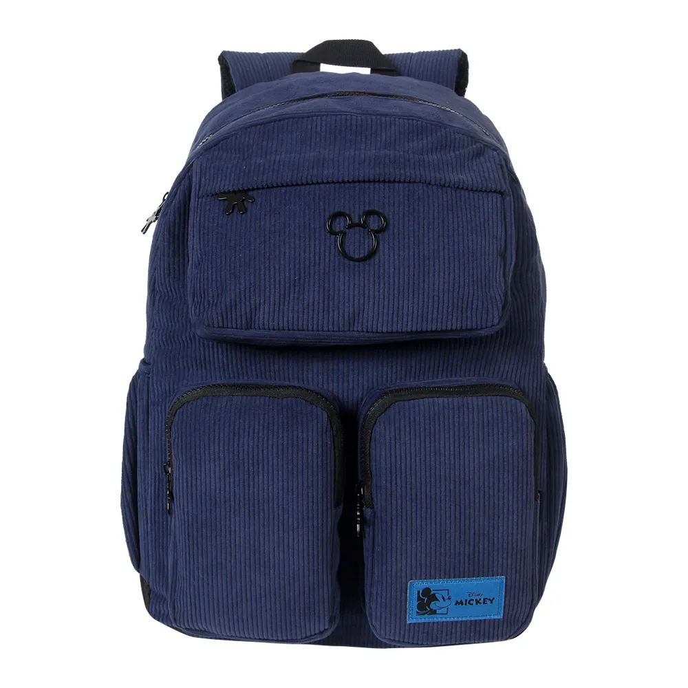 Mochila Juvenil Mickey Cotelê Azul