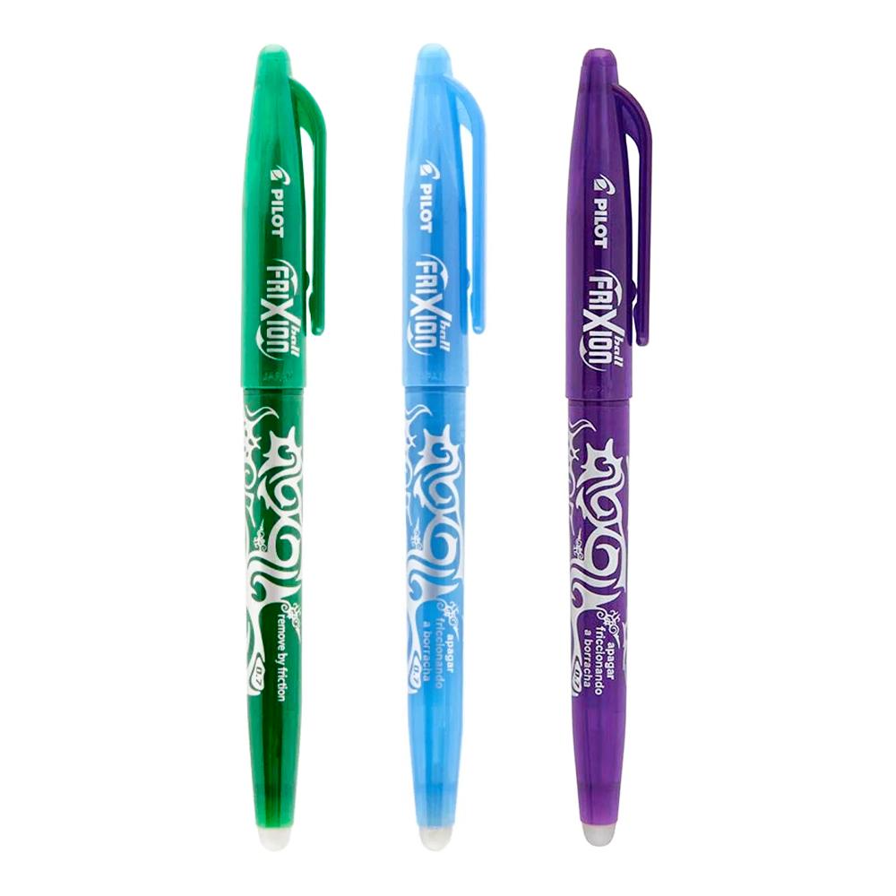 Caneta Esferográfica Pilot Frixion Ball &#8211; 3 Unidades Azul, Verde e Violeta