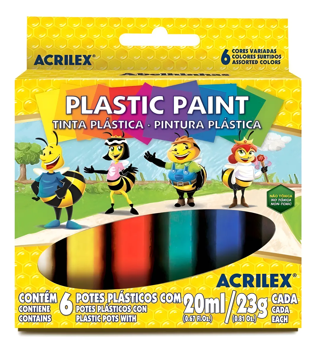 Tinta Pva Plástica 6 Cores Acrilex 20ml