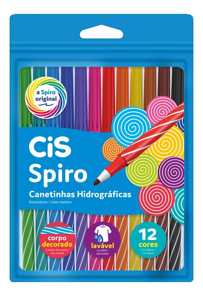 Canetinha Hidrográficas Spiro Cis &#8211; 12 Cores