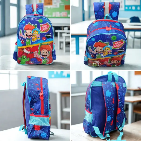 Mochila Infantil Gato Galáctico Azul Clio - Imagem 2