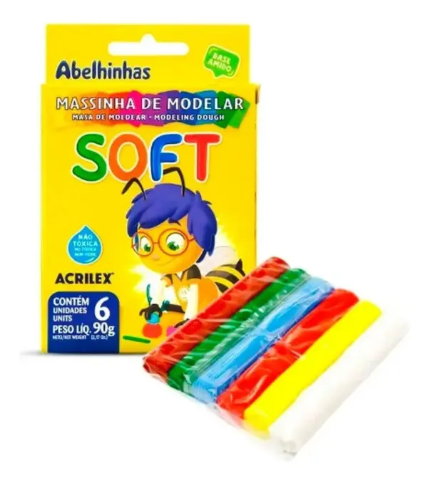 Massinha De Modelar Escolar 6 Cores Kit C/ 6 Cx Soft Acrilex - Imagem 3
