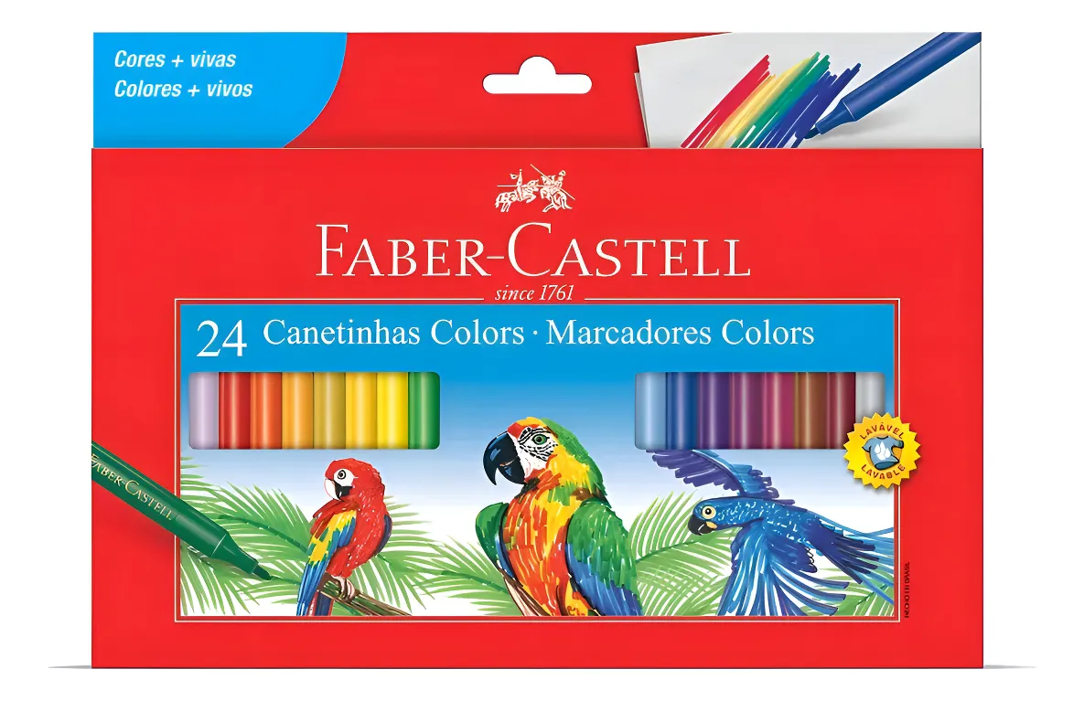 Canetinha Hidrográfica 24 Cores Faber-Castell Lavável