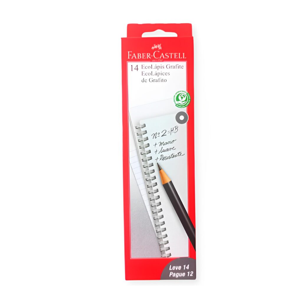 Lápis Preto Faber Castell N°2 Hb Ecolápis 14 Unidades