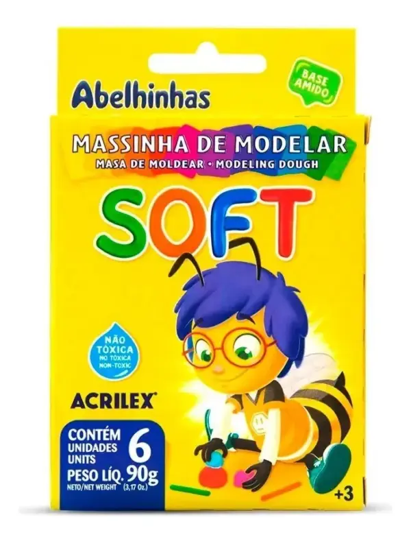 Massinha De Modelar Escolar 6 Cores Kit C/ 6 Cx Soft Acrilex - Imagem 2