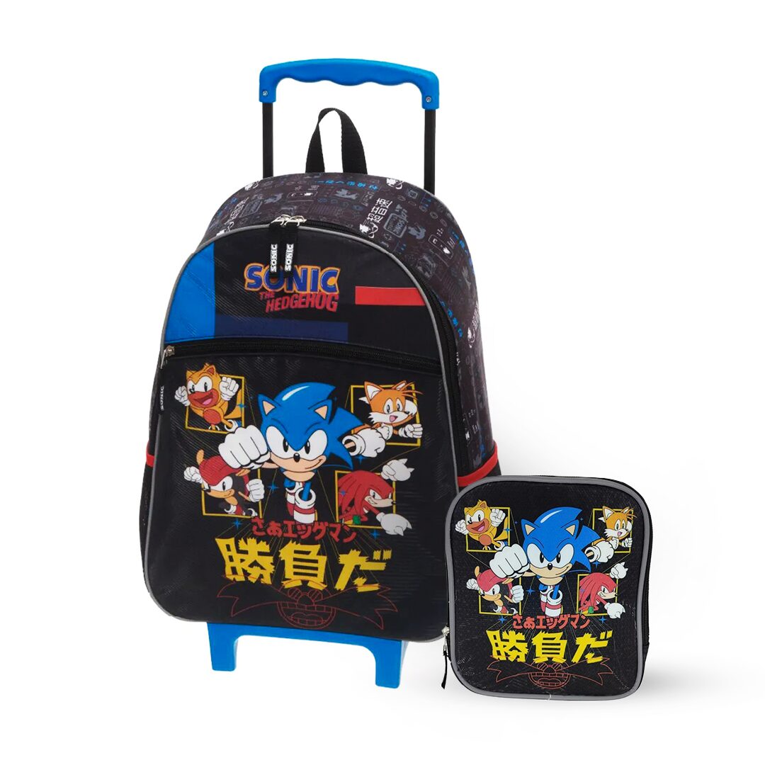 Mochila de Rodinha Lancheira Sonic Preta Pacific
