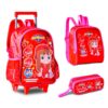 Kit Mochila de Rodinha Lancheira e Estojo Gi Neto Os Aventureiros