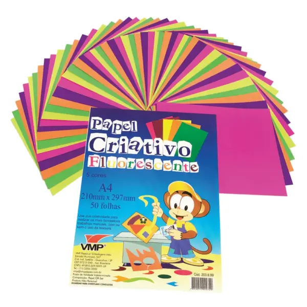 Papel Criativo Fluorescente A4 50fls 5 Cores Vmp - Imagem 2
