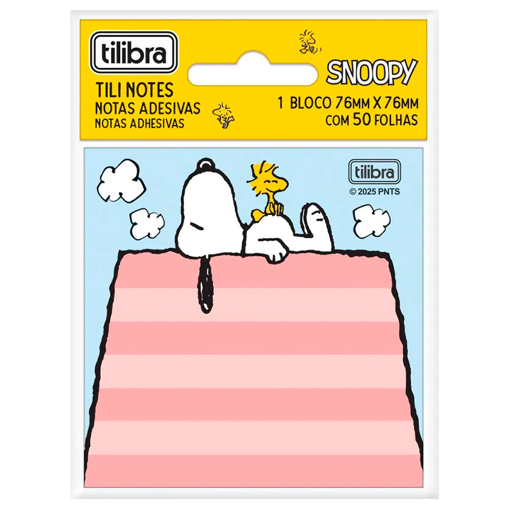 Bloco de Notas Adesivo Snoopy com 50 Folhas Post-it Tilibra